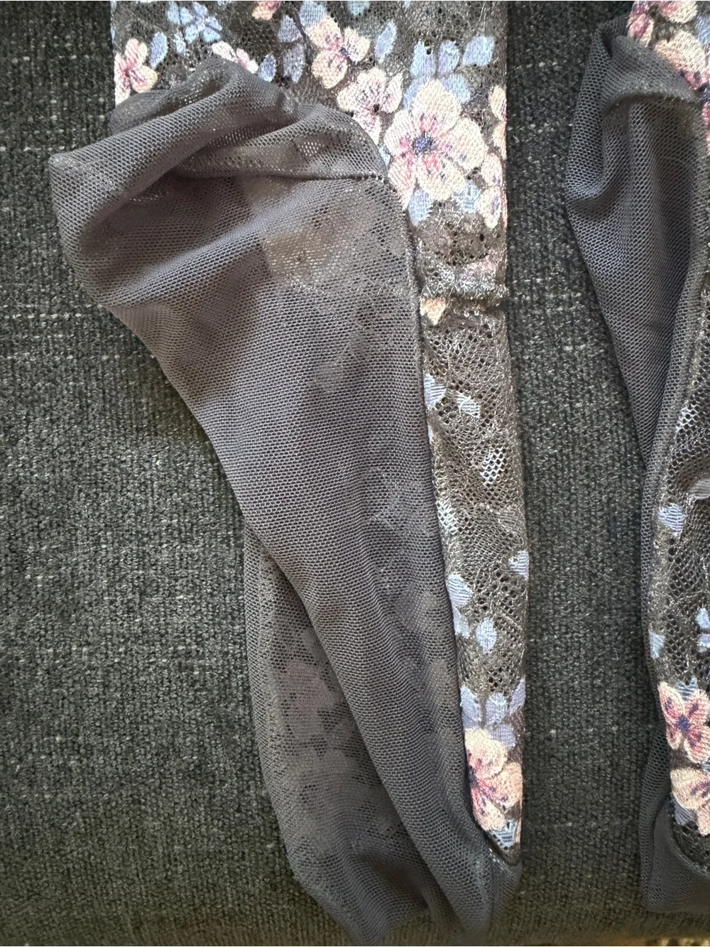 Sheer Cherry Blossom Lace Socks, Charcoal Floral Sakura Mesh, Fits W 8-9.5, NWOT